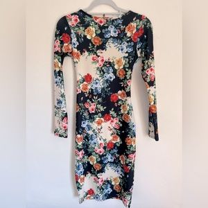 Backless Floral Bodycon Dress